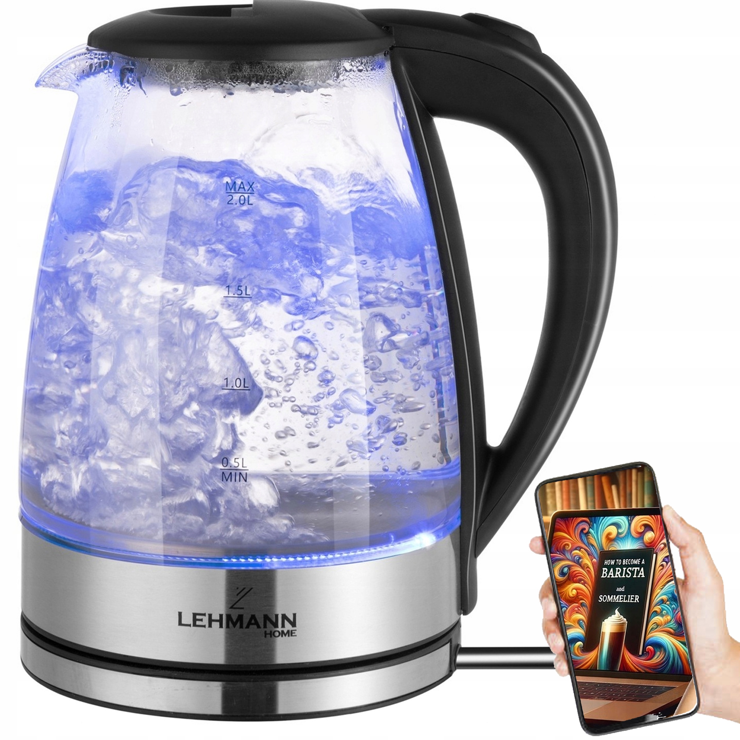 Lehmann Aqua Glass 10 rýchlovarná kanvica 2200 W 2 l priehľadná